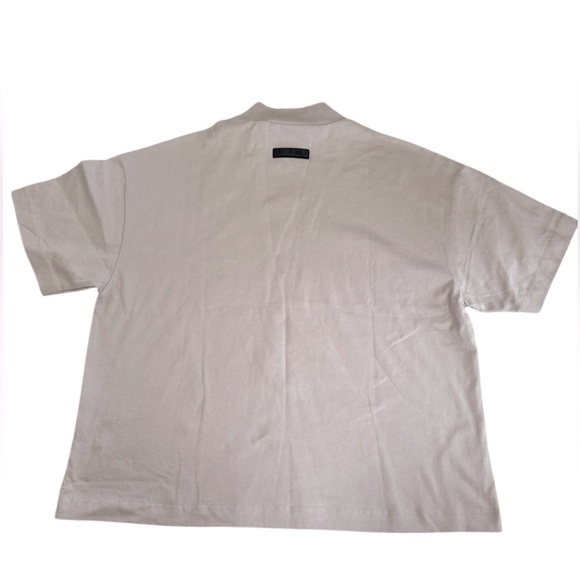 Essentials Fear of God Kids Tee | Taupe | Size 12 | Mock Neck Logo Shirt - Picture 3 of 5